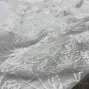 Premium Lace Embroidery Tulle/Net Lace Liberty Floral Flower Fabric, Cream