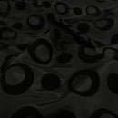 Black Retro Spots Velvet Flocked Taffeta Fabric - image 3 - Bull Ring Fabrics