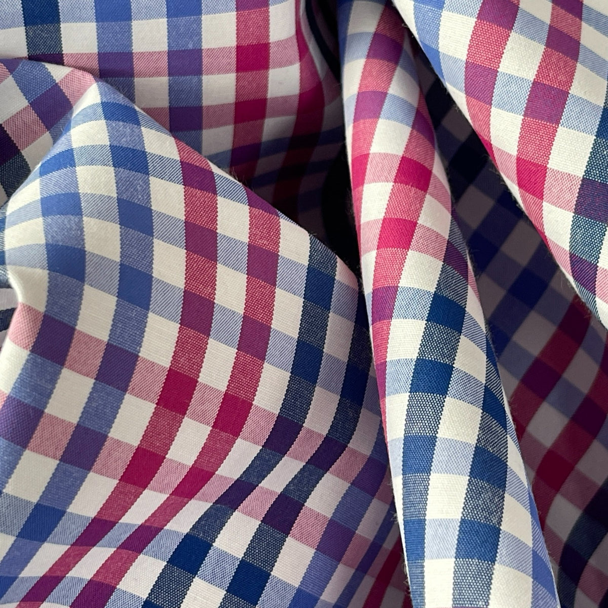 Blue & Pink Gingham Check 100% Cotton Fabric, Dressmaking & Craft 150cm - image 11 - Bull Ring Fabrics