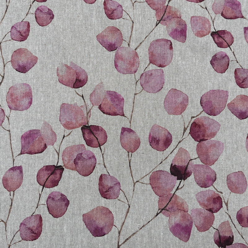 Pink Eucalyptus Leaves Linen Look Curtain Fabric, Cushions & Upholstery 140cm - Bull Ring Fabrics