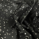 Black Halloween Silver Stars and Moon Foil Taffeta Fabric - image 11 - Bull Ring Fabrics