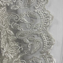 PAISLEY Net Lace Fabric Dress Bridal Wedding Lace Bespoke Pattern 54” CREAM