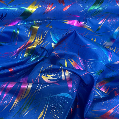 Royal Blue Rainbow Metallic Foil Taffeta Fabric - Bull Ring Fabrics