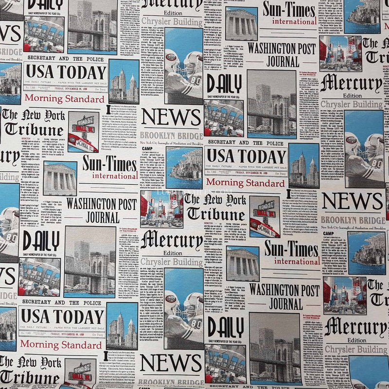 Newspaper Print Cotton Linen Look Fabric, Washington Post Headlines 140cm - Bull Ring Fabrics