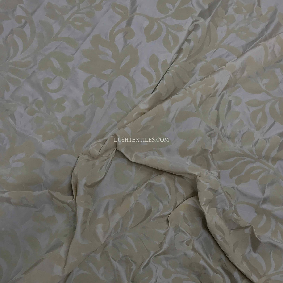 Beige Symphony Velvet Flock Floral Taffeta Fabric - image 4 - Bull Ring Fabrics