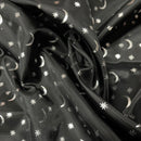 Black Halloween Silver Stars and Moon Foil Taffeta Fabric - image 4 - Bull Ring Fabrics