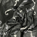 Black 3D Floral Ribbon Organza Embroidered Taffeta Fabric - image 6 - Bull Ring Fabrics