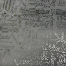 White Silver Metallic 'Christmas Greetings' Foil Taffeta Fabric - image 5 - Bull Ring Fabrics