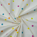 Polka Dot Spotty Cotton Craft Fabric, Multicolour Spots on Cream 140cm, Tutti - Bull Ring Fabrics