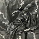 Black 3D Floral Ribbon Organza Embroidered Taffeta Fabric - image 5 - Bull Ring Fabrics