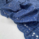 Dress Broderie Anglaise Paisley Sequin Lawn Cotton Dress Cloth Fabric, Navy