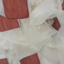 Cream Patterned Voile Fabric TERRACOTTA SUEDE PATCH Net Curtain Draping Material