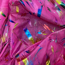Cerise Pink Rainbow Metallic Foil Taffeta Fabric - Bull Ring Fabrics
