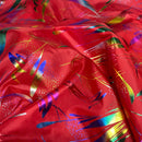 Royal Blue Rainbow Metallic Foil Taffeta Fabric - image 3 - Bull Ring Fabrics
