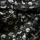 Black Halloween Bats Witches Pumpkins Silver Foil Taffeta Fabric - image 7 - Bull Ring Fabrics