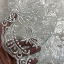 PAISLEY Net Lace Fabric Dress Bridal Wedding Lace Bespoke Pattern 54” CREAM