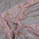 Pink Gold Floral Sequin Embroidered Taffeta Fabric - image 4 - Bull Ring Fabrics