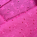 2 Hole Floral Broderie Anglaise 100% Cotton Fabric Dress 54”- Hot Pink