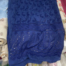 Broderie Anglaise NAVY SEQUINS Paisley Cotton Lawn Fabric Summer Dress Shirt 54”