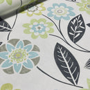 Lime Green & Blue Floral 100% Cotton Furnishing Fabric, Ivory 140cm - image 3 - Bull Ring Fabrics