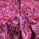 Purple Velvet Flock Taffeta Fabric Floral Wedding Bridal Dress Curtain Cushion