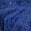 Broderie Anglaise NAVY SEQUINS Paisley Cotton Lawn Fabric Summer Dress Shirt 54”