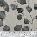 Grey & Natural Eucalyptus Money Leaf Linen Look Fabric, Upholstery 140cm - image 2 - Bull Ring Fabrics