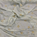 Pale Blue Gold Floral Sequin Embroidered Taffeta Fabric - image 4 - Bull Ring Fabrics