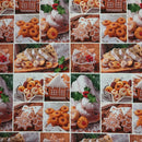 Christmas Pudding & Cookies Cotton Linen Fabric, Festive Tablecloth 140cm - image 4 - Bull Ring Fabrics
