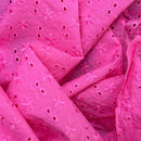 2 Hole Floral Broderie Anglaise 100% Cotton Fabric Dress 54”- Hot Pink