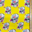 Sugar Skulls Floral Chiffon Fabric Dress Headscarf Head Wrap Gothic 60" Yellow