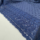 Dress Broderie Anglaise Paisley Sequin Lawn Cotton Dress Cloth Fabric, Navy