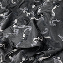 Black 3D Floral Ribbon Organza Embroidered Taffeta Fabric - image 4 - Bull Ring Fabrics