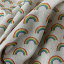 Beige Linen Fabric Curtain Blinds Cushions Upholstery  LGBT 54", SMALL RAINBOWS