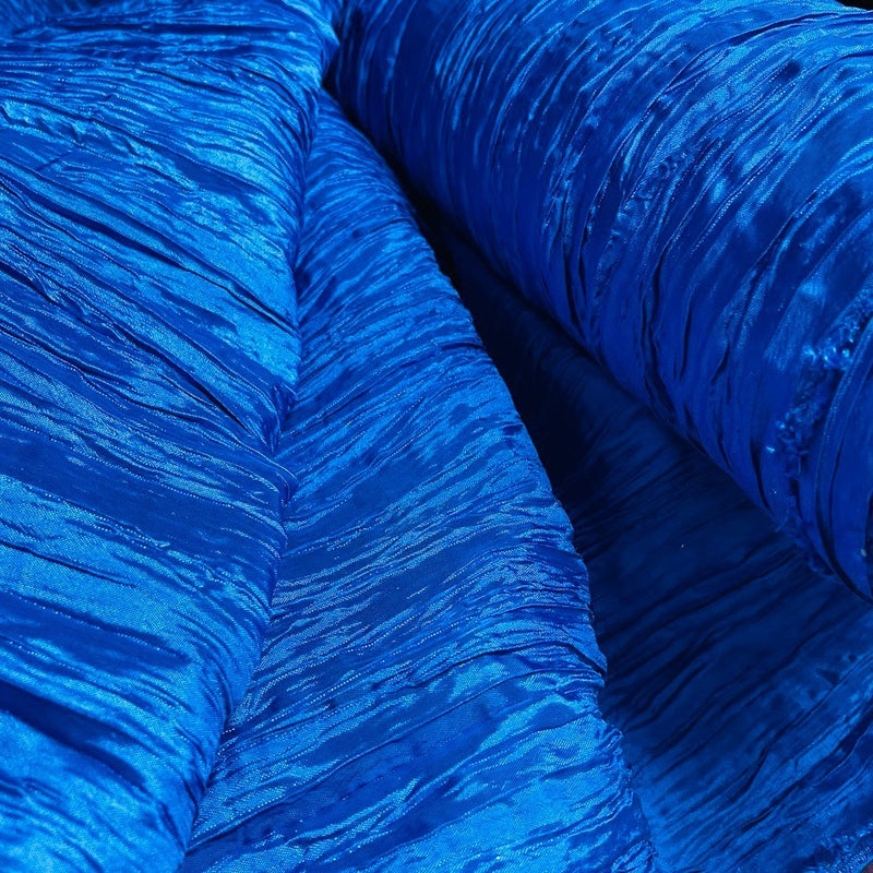 Plain Crushed Taffeta Fabric for Dresses, Curtains and Cushions in Royal Blue - image 1