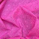 2 Hole Floral Broderie Anglaise 100% Cotton Fabric Dress 54”- Hot Pink