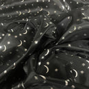 Black Halloween Silver Stars and Moon Foil Taffeta Fabric - image 10 - Bull Ring Fabrics