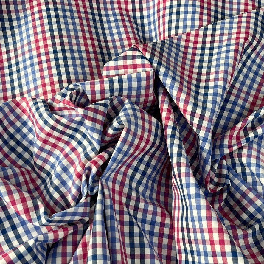 Blue & Pink Gingham Check 100% Cotton Fabric, Dressmaking & Craft 150cm - image 8 - Bull Ring Fabrics