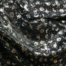 Black Halloween Bats Witches Pumpkins Silver Foil Taffeta Fabric - image 11 - Bull Ring Fabrics