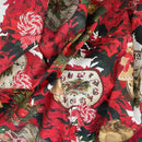 Christmas Poinsettia & Gingerbread Clocks Cotton Linen Fabric, Tablecloth 140cm - image 3 - Bull Ring Fabrics