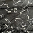 Black 3D Floral Ribbon Organza Embroidered Taffeta Fabric - image 2 - Bull Ring Fabrics