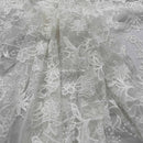 Premium Lace Embroidery Tulle/Net Lace Liberty Floral Flower Fabric, Cream