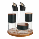 Trudeau 6 Piece Seasoning Station Set Acacia Wood Olive Oil Steak Gozney Pitboss
