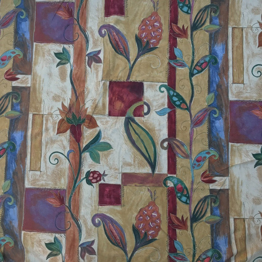 Abstract Pomegranate & Tulip Floral 100% Cotton Fabric, Upholstery 140cm - Bull Ring Fabrics