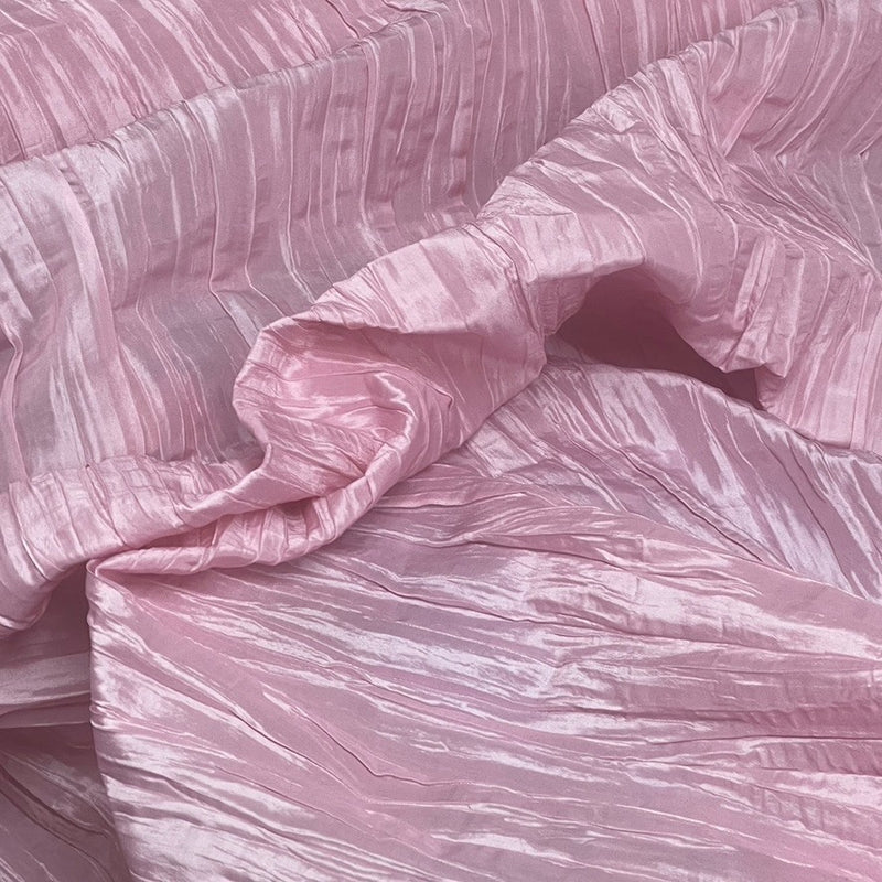 Pink Crushed Taffeta Fabric - Bull Ring Fabrics