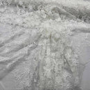 Premium Lace Embroidery Tulle/Net Lace Liberty Floral Flower Fabric, Cream