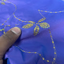 Taffeta Fabric Gold Sequins Floral Lilac Shot Bridal Dress Faux Silk Curtains 60