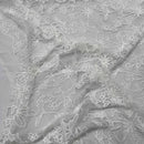Premium Lace Embroidery Tulle/Net Lace Liberty Floral Flower Fabric, Cream