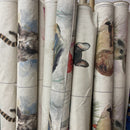 Cushion Bag Panels Animals Linen Fabric Kitten Dogs Rabbit Hare Peacocks 18x18"