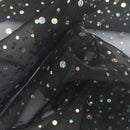 20m Black Sparkle Sequins Hologram Spot Organza Fabric